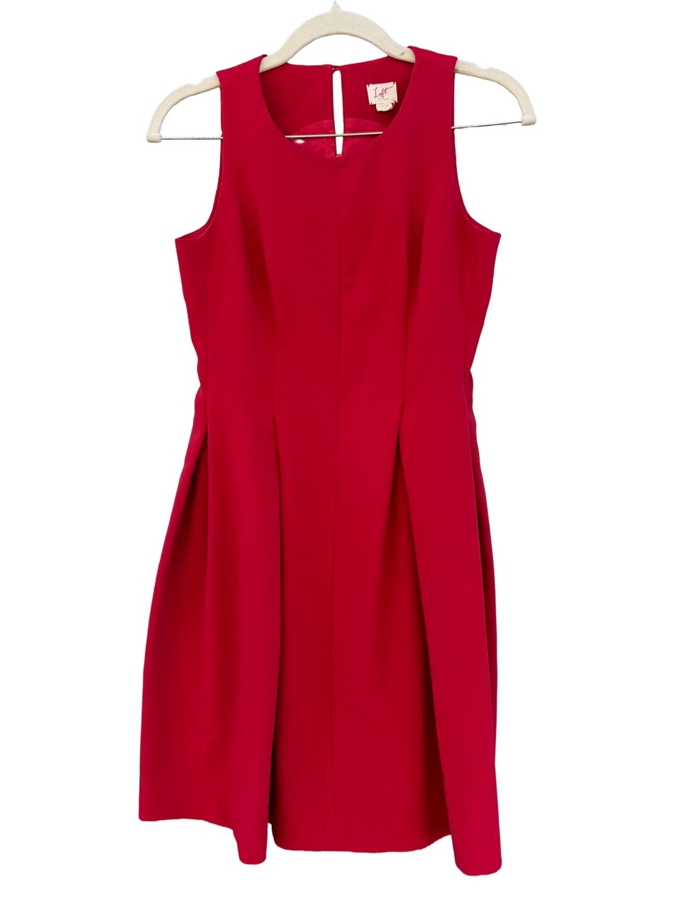 LOFT Ann Taylor Red Dress 00P Petite Sleeveless Pleated Fit Flare Cocktail Party